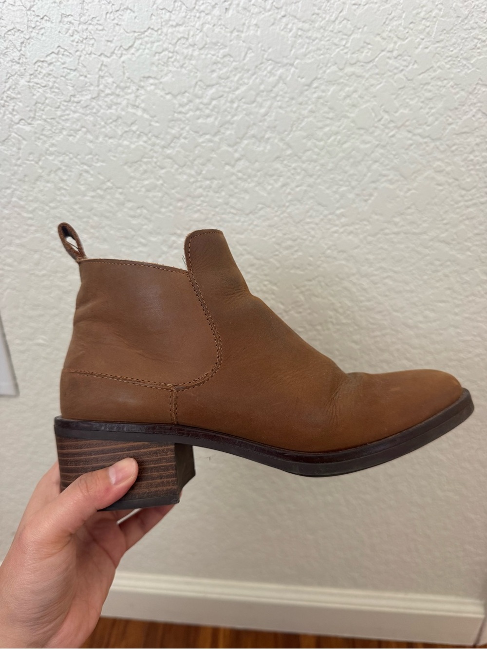 Clarks Brown Leather Ankle Boots Block Heel Western Chelsea Boots
